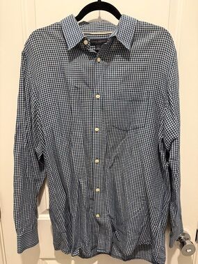Banana Republic Navy and White Check Button-Up Shirt